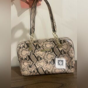 Anne Klein Brown and Black Shoulder Bag with Snake Print
